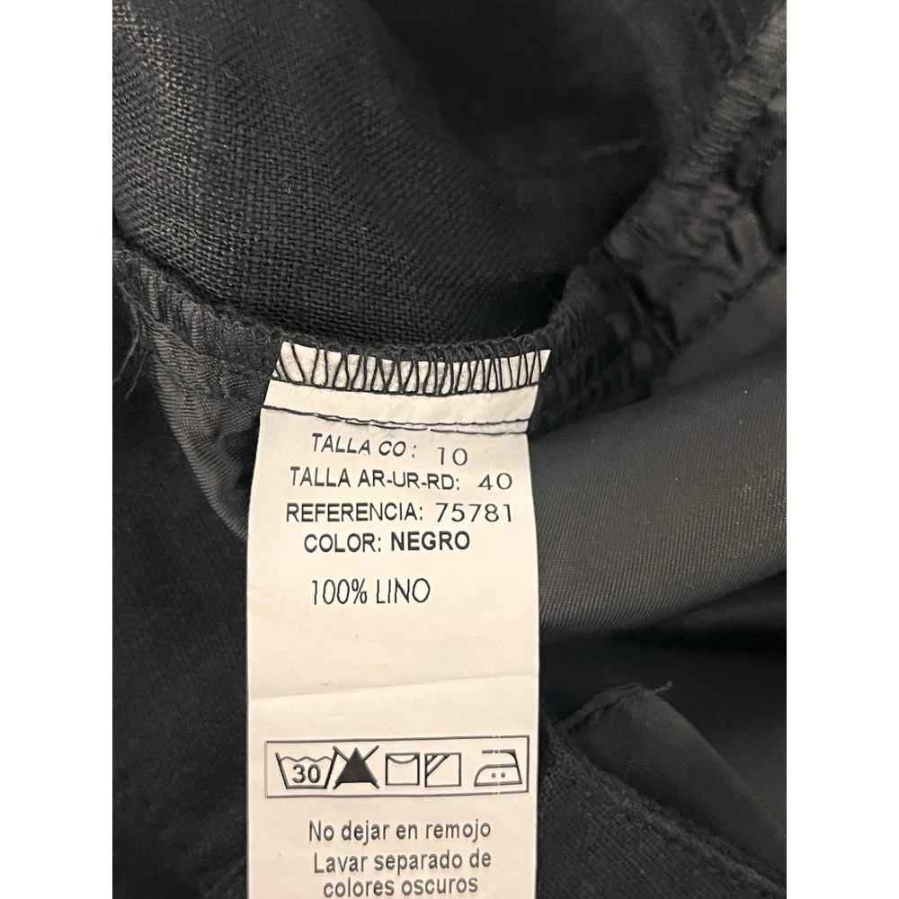 Beatriz Camacho Black Linen Pants US size 8 Straight Leg 29" Inseam Luxury Beach - Picture 9 of 13